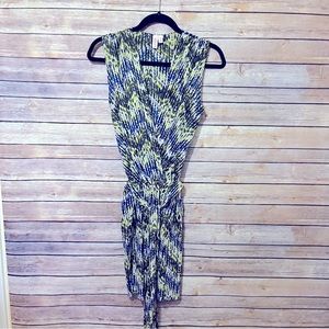 ⭐️ Sweet Pea Sleeveless Mesh Dress Green Blue Print Size Medium F2